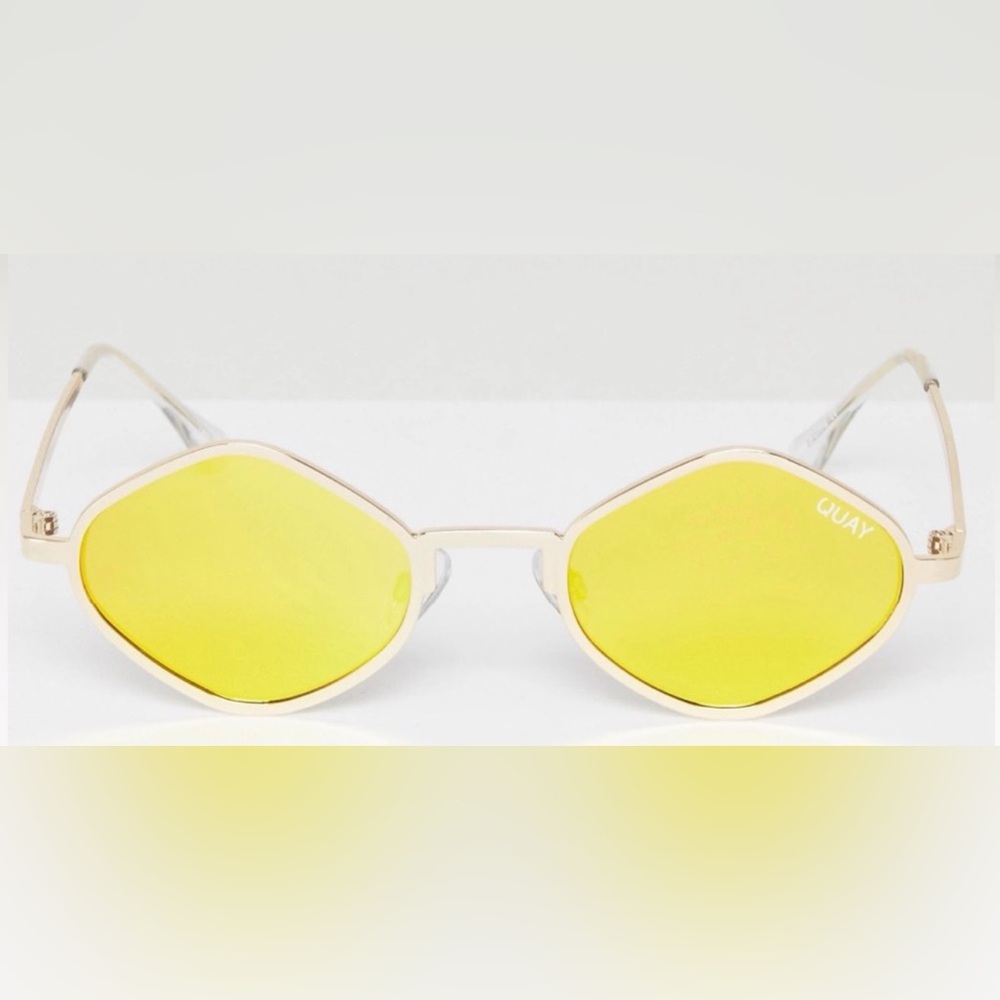 Quay Australia Gold Hexagonal Sunglasses